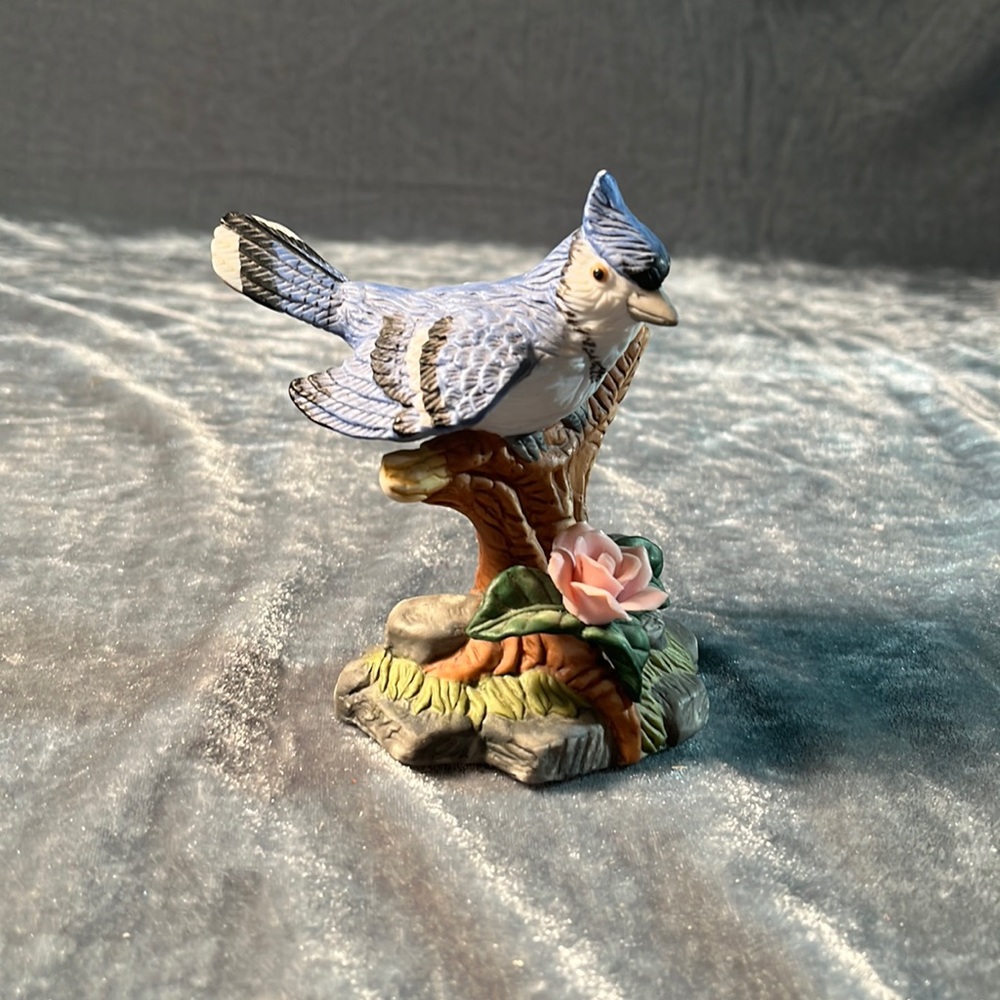Blue Jay Porcelain Bird Figurine